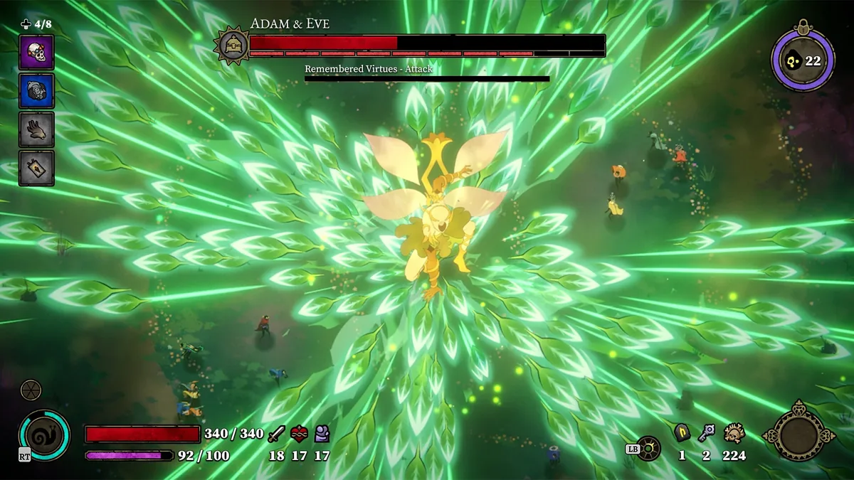 Official 33 Immortals Steam screenshot of Adam and Eve in a boss battle