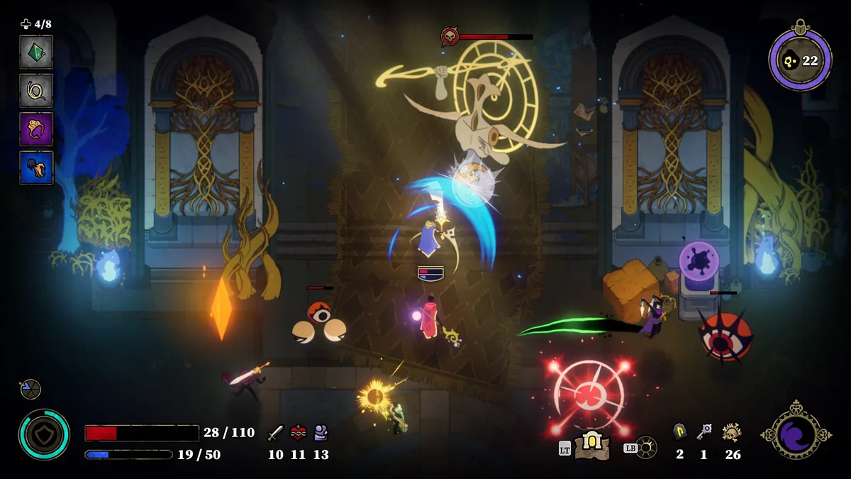 Official 33 Immortals Steam screenshot showing a boss encounter with a large area attack